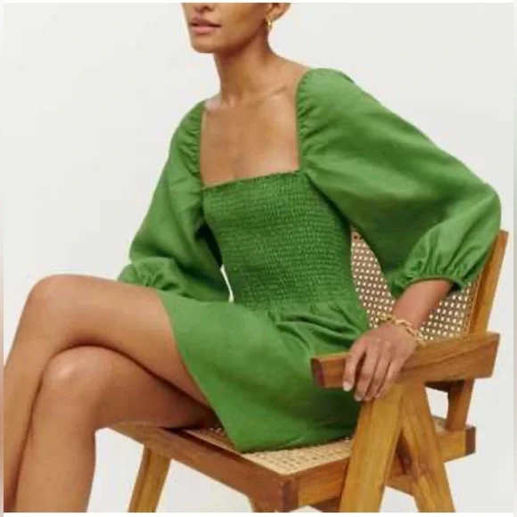 green emerald velvet dress Rent The Casette Floral Linen Maxi Dress By Reformation main image 0